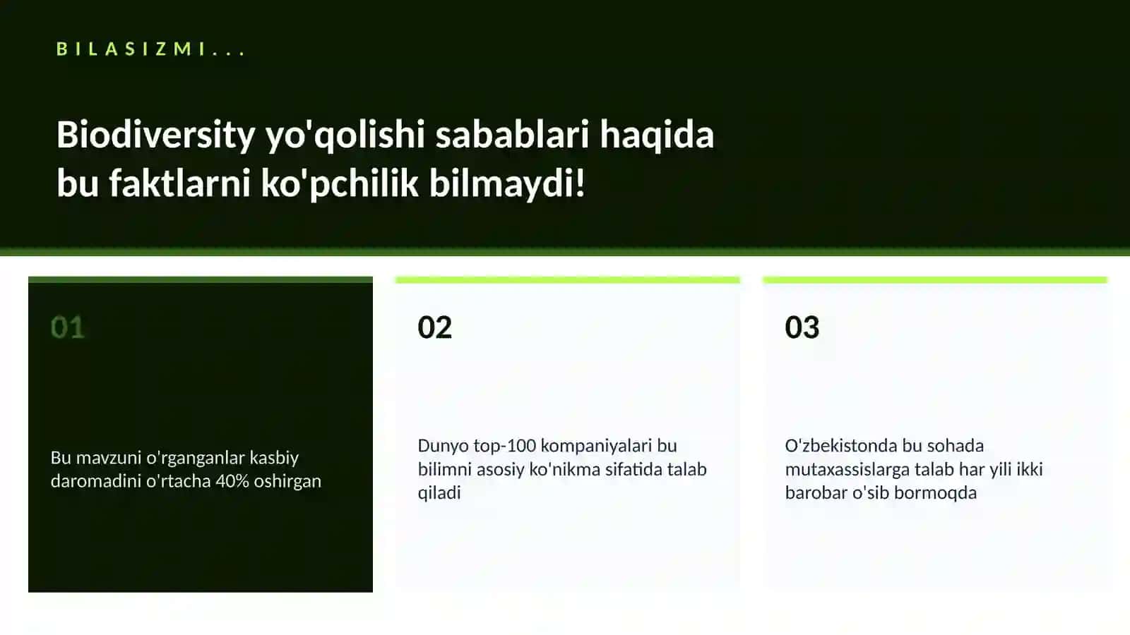 Biodiversity yo'qolishi sabablari 2