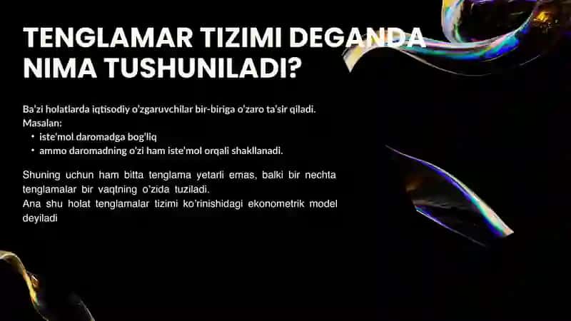 Tenglamalar tizimi ko'rinishidagi ekonometrik model 2