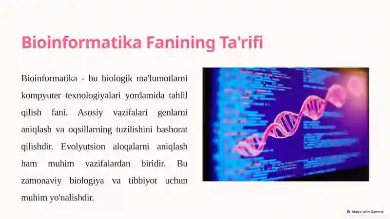 Bioinformatika Fanining Ta'rifi 2