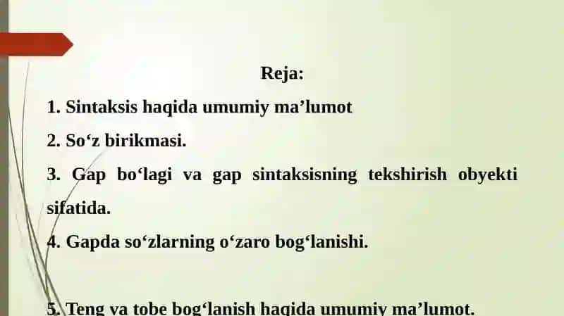Sintaksis. So‘z birikmasi sintaksisi 2