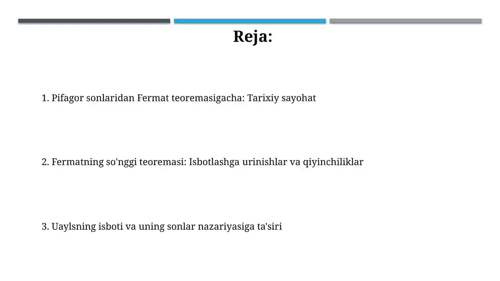 Pifagor sonlari va Fermatning so'nggi teoremasi 2