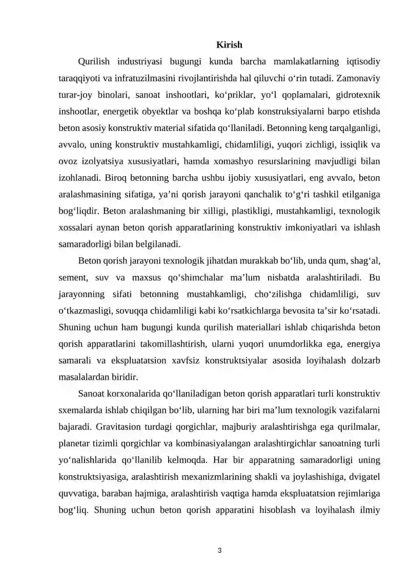 BETON QORISH APPARATINI HISOBLASH VA LOYIHALASH 2