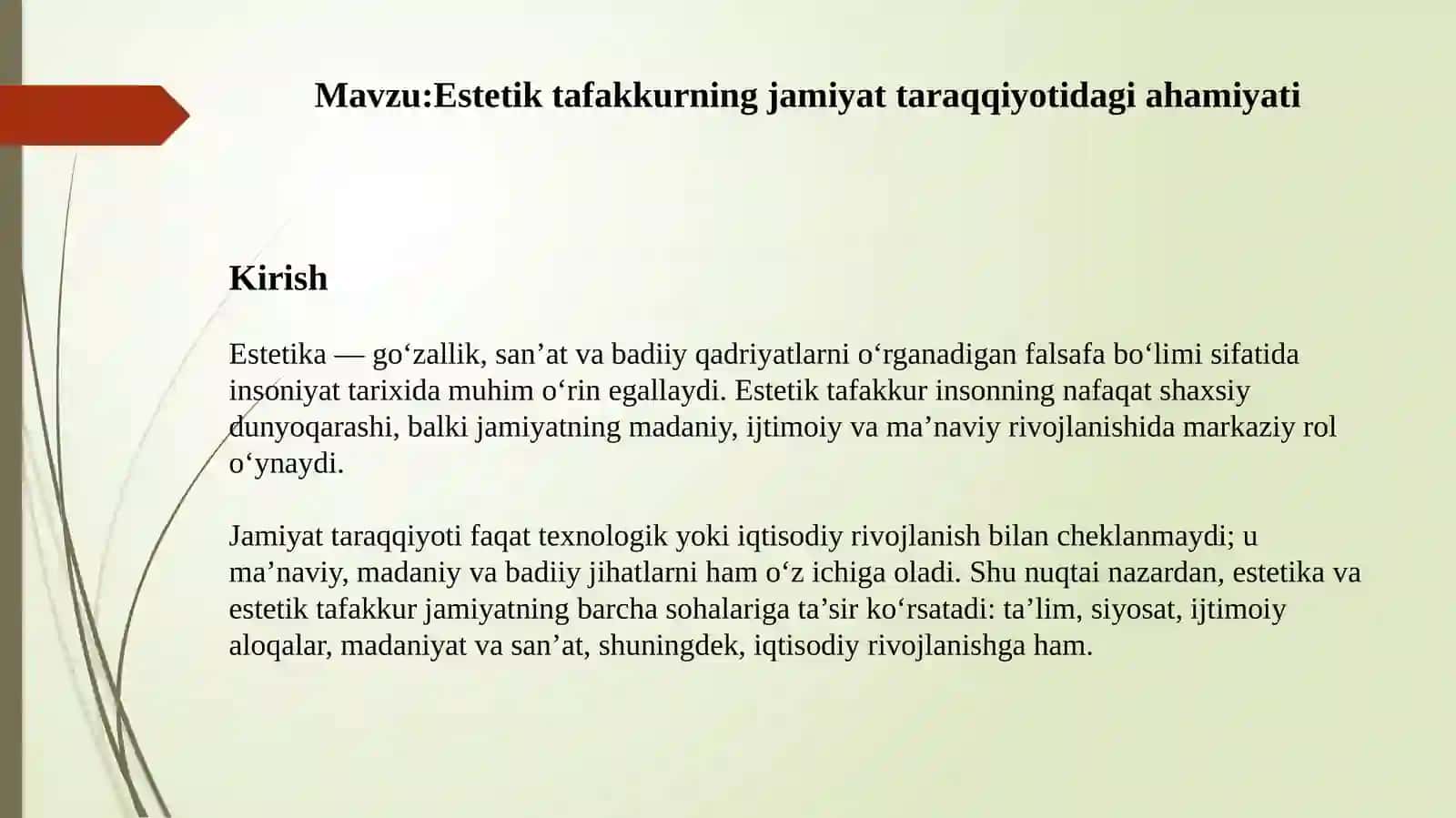Estetik faq o'rganish 2