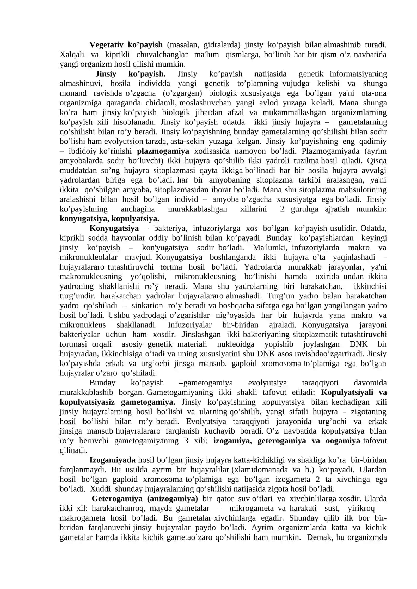 Organizmlarning ko’payishi. Individual rivojlanish 2