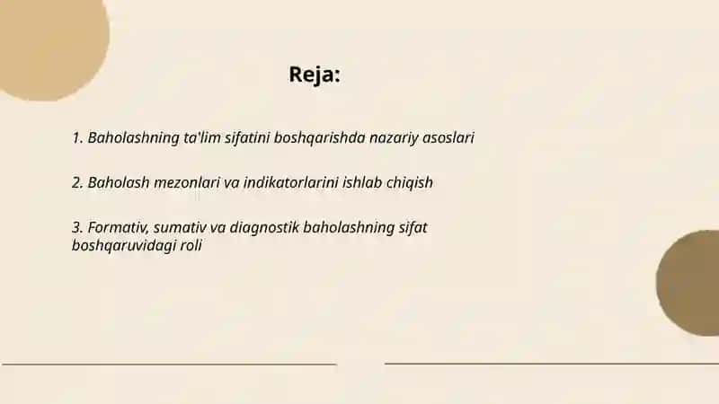 Baholashning ta'lim sifatini boshqarish elementlari 2