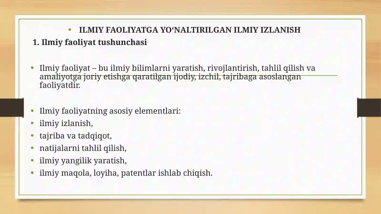 ILMIY FAOLIYATGA YO‘NALTIRILGAN ILMIY IZLANISH 2