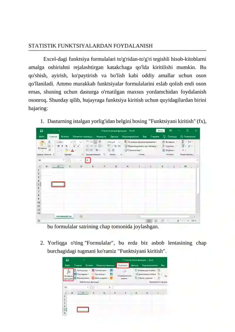 Statistik Funktsiyalar 2
