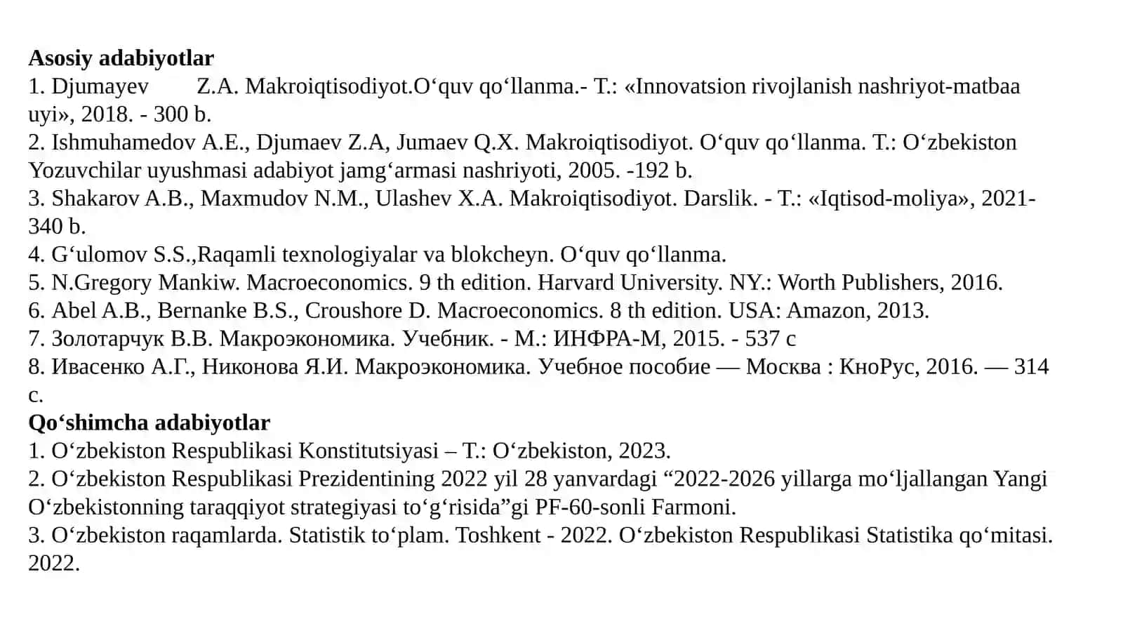 Makroiqtisodiyotga kirish 2