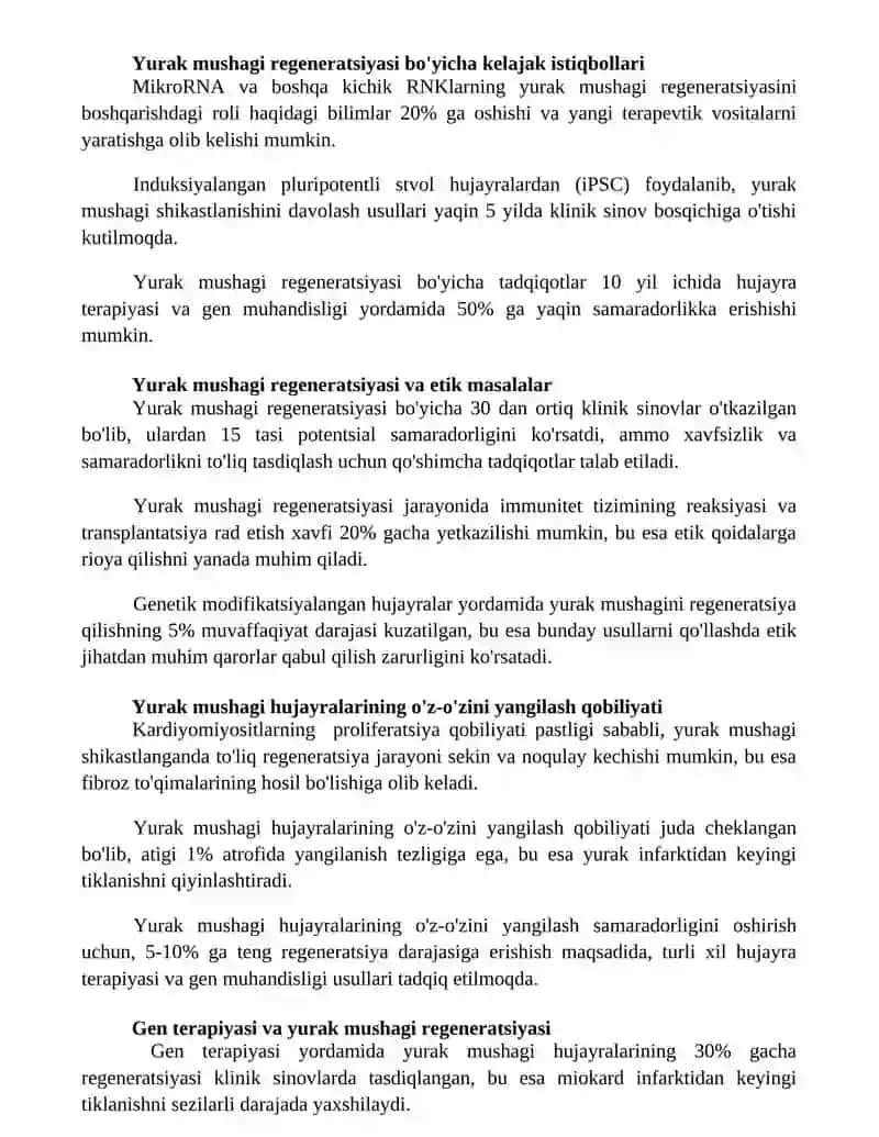 Yurak mushagi regeneratsiyasi 2