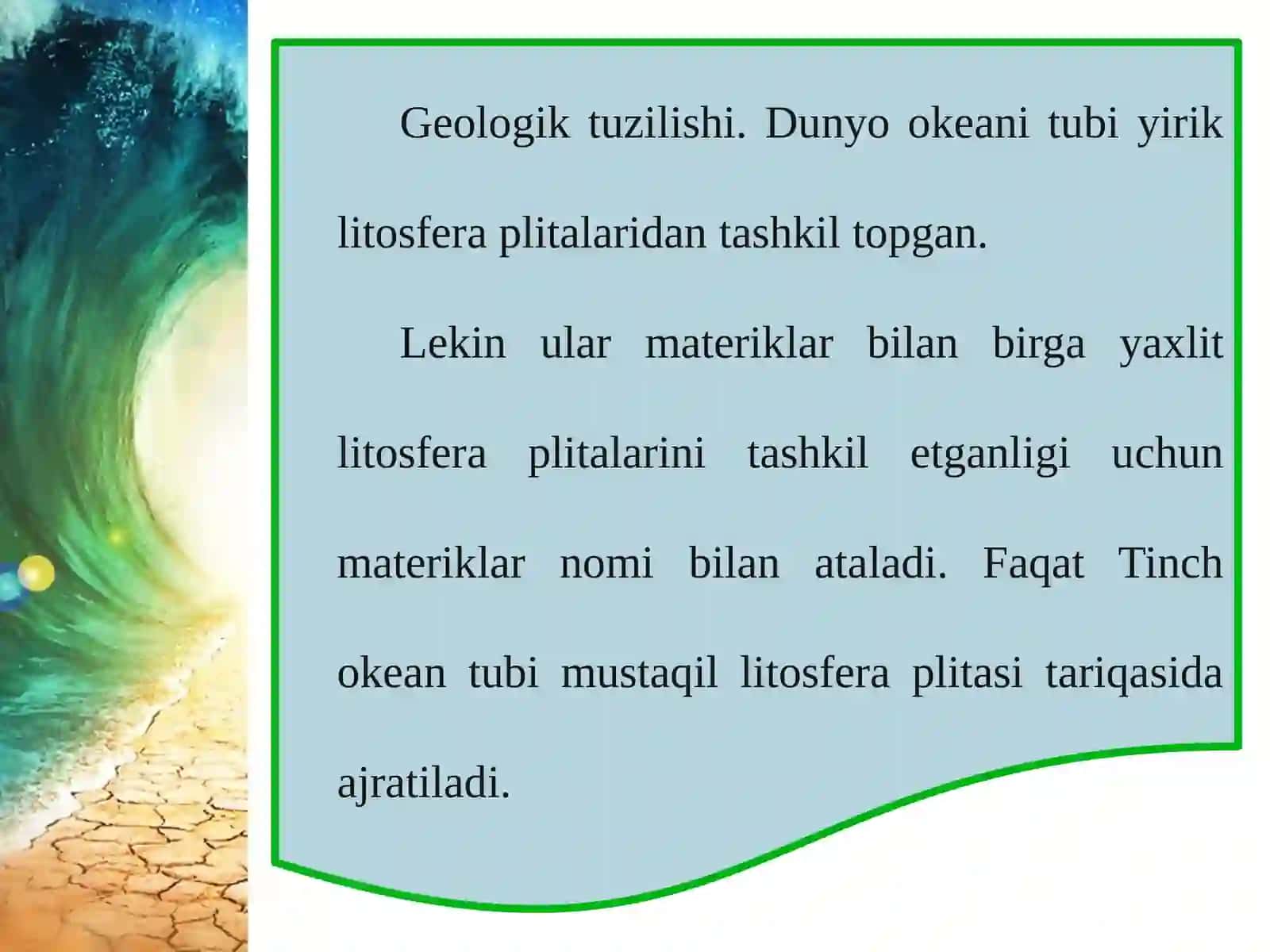 Dunyo okeani tubining geologik tuzilishi, relyefi 2