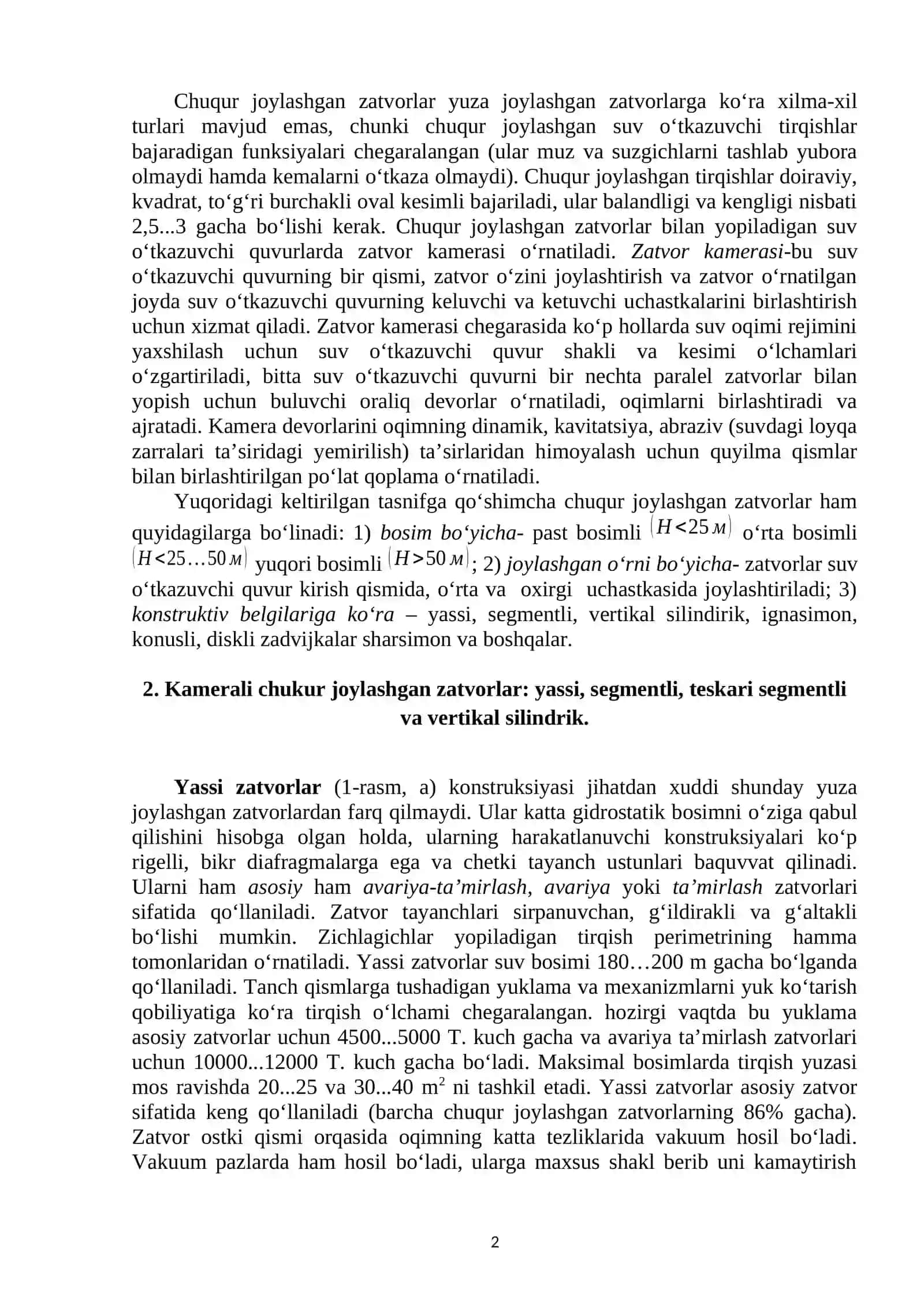 Chukur joylashgan oraliklardagi zatvorlar 2