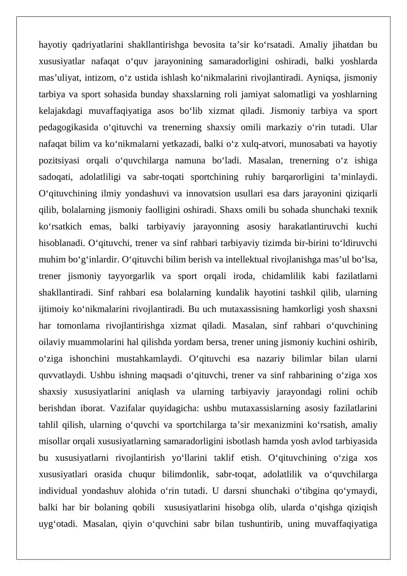 O‘qituvchi, trener, sinf rahbarlarning o‘ziga hos hususiyatlari 2