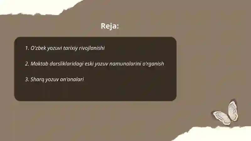 O'zbek yozuvi tarixiy rivojlanishi 2