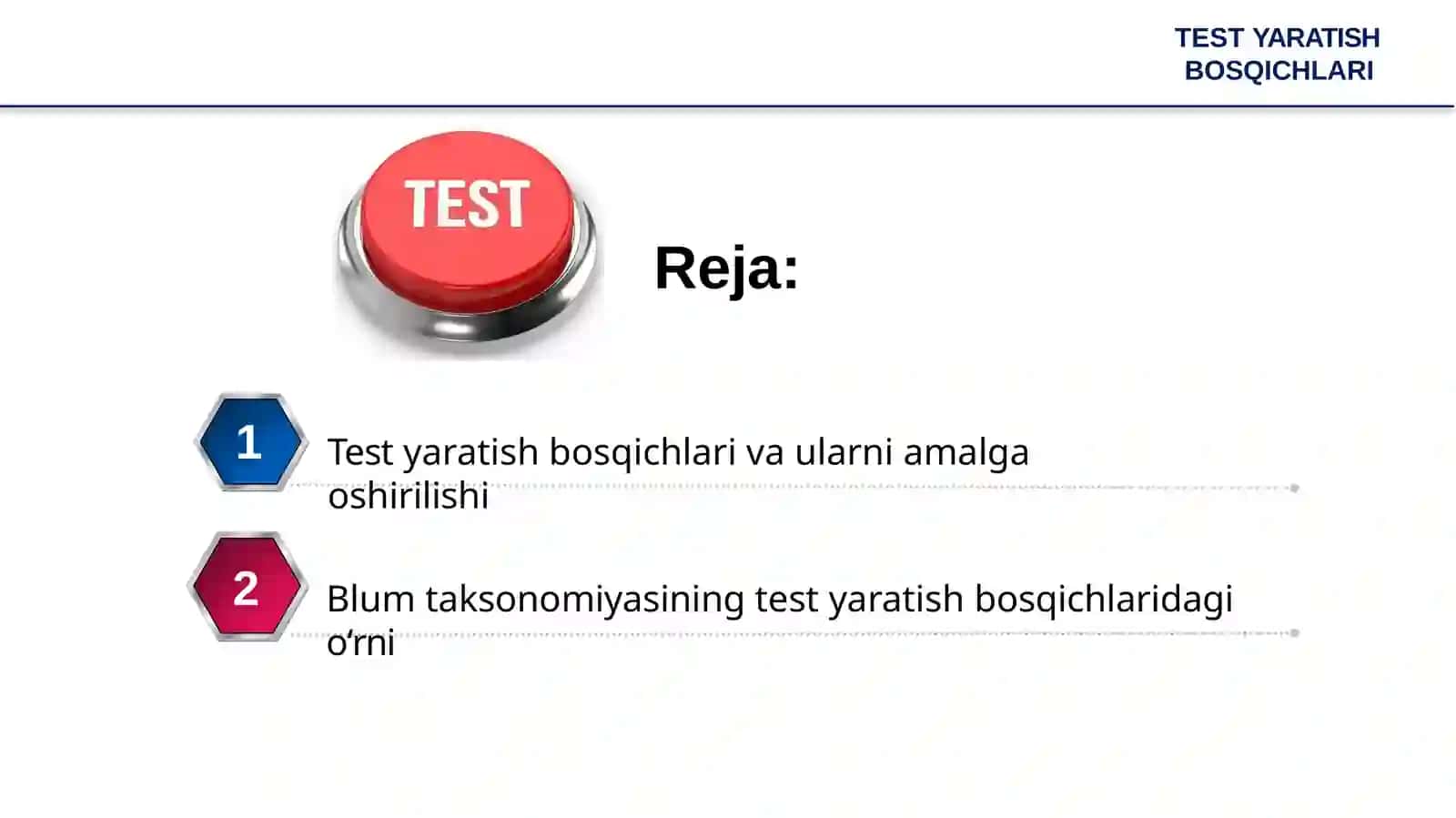 Test yaratish bosqichlari 2