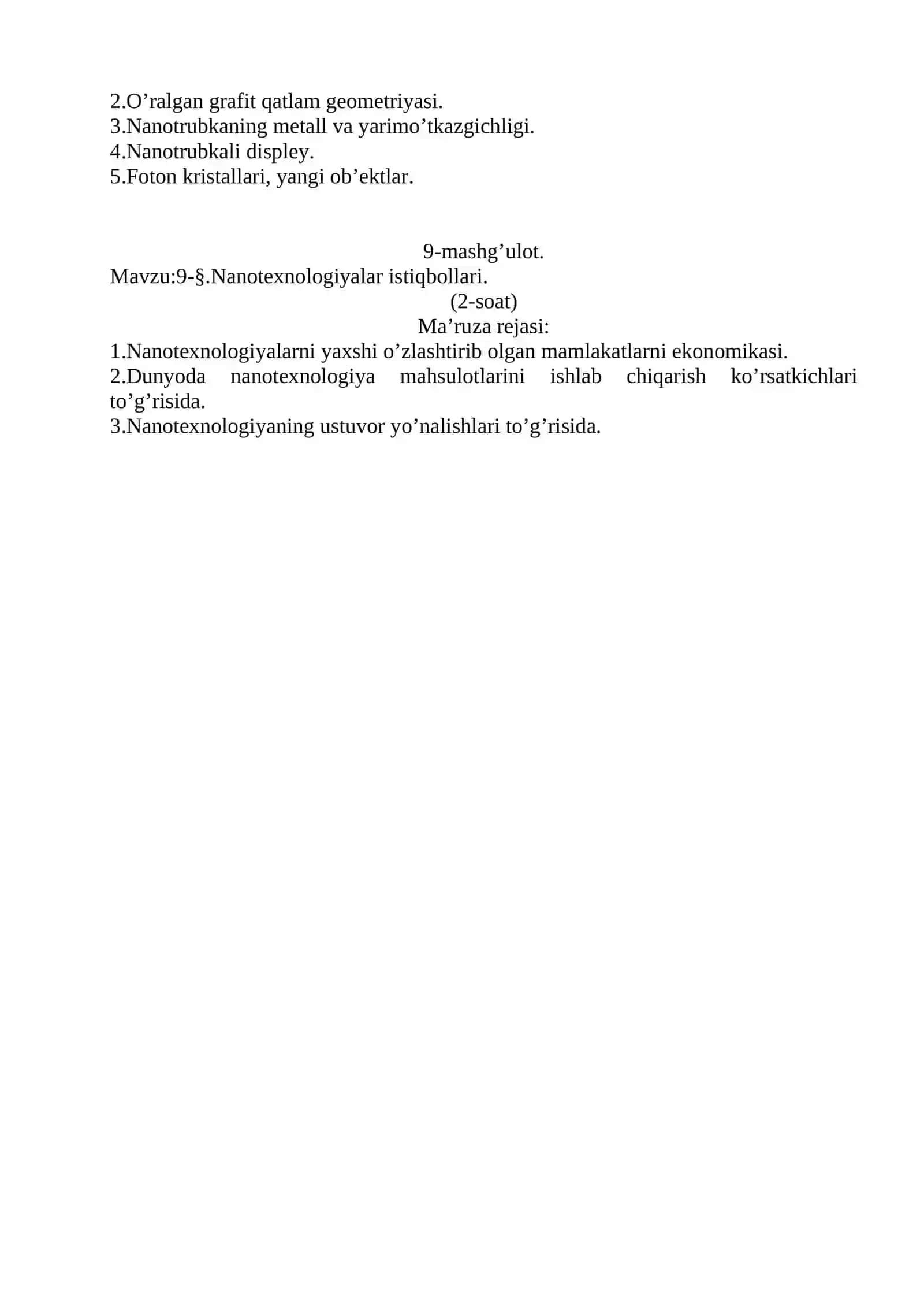 Nanotexnologiya fanining yangi ob’ekti 2