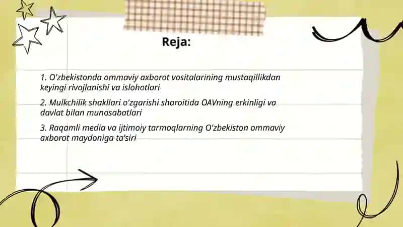 O'zbekiston Respublikasida ommaviy axborot vositalarining faoliyati 2