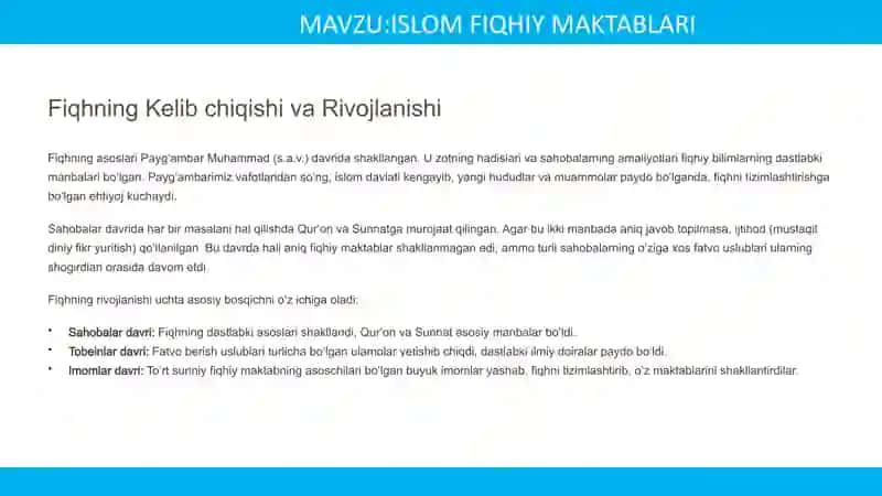 Islom fiqhiy maktablari 2