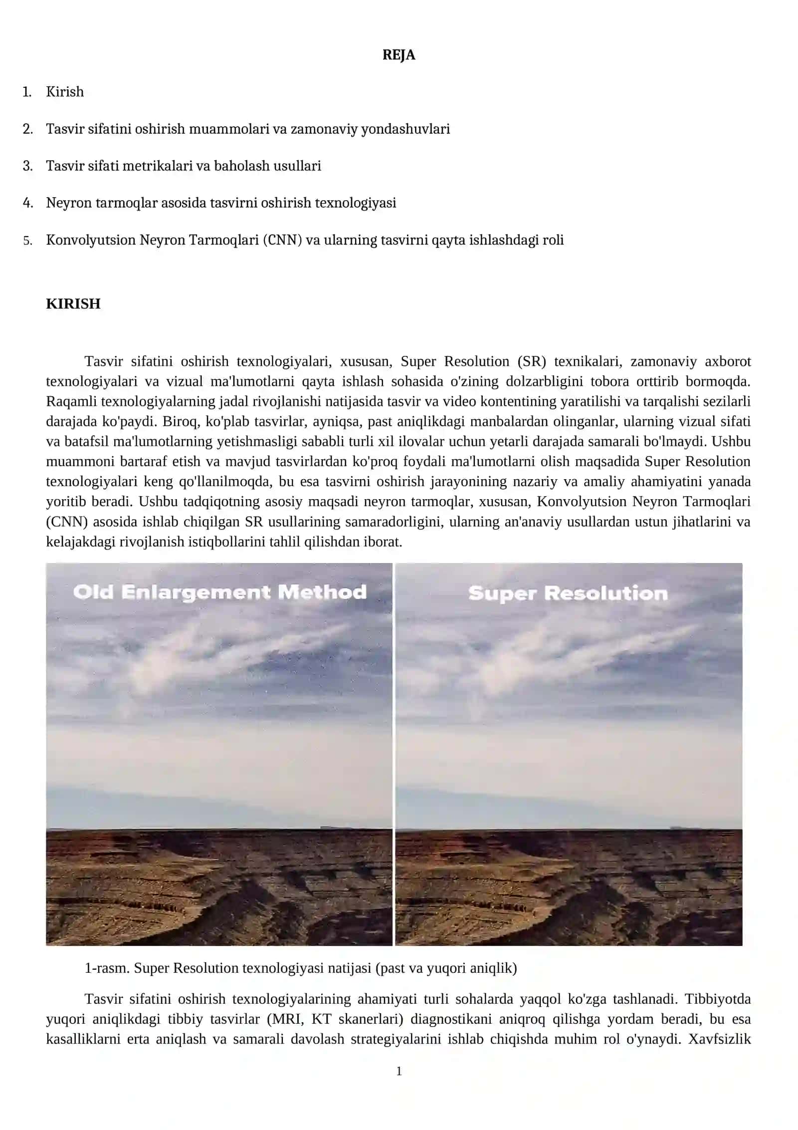 TASVIR SIFATINI OSHIRISHDA NEYRON TARMOQLARNING O'RNI (SUPER RESOLUTION TEXNOLOGIYASI) 2