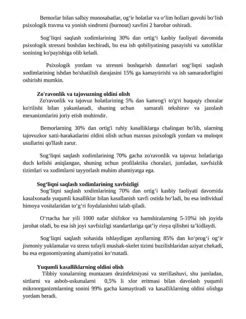 Tibbiy xodimlarning xavfsizligi. Bemorlar xavfsizligi 2