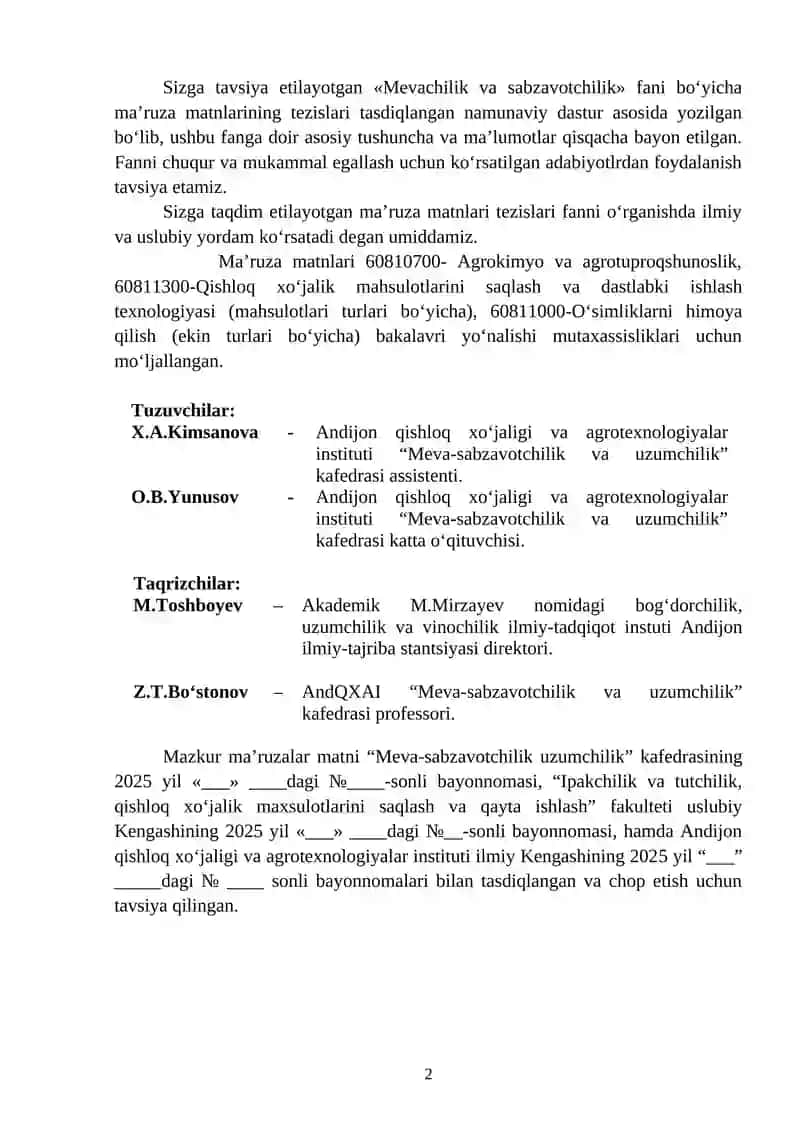 Mevachilik va sabzavotchilik 2