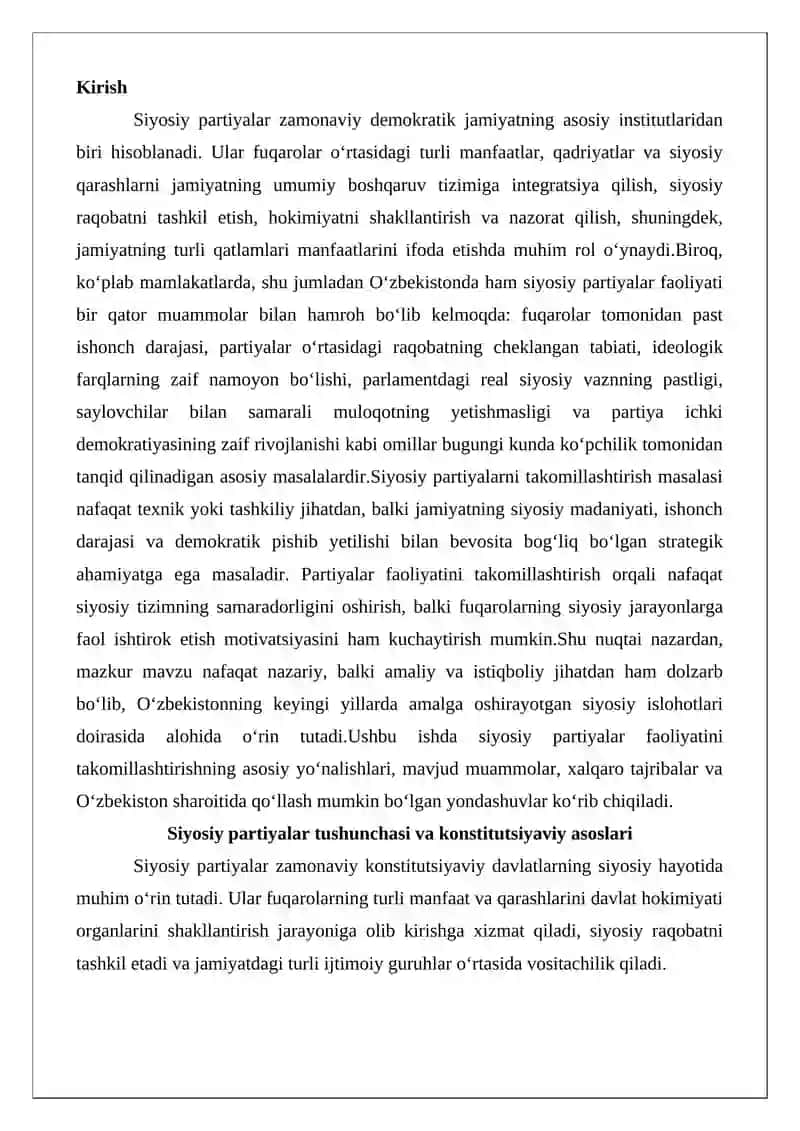 Siyosiy partiyalar faoliyatini takomillashtirish 2