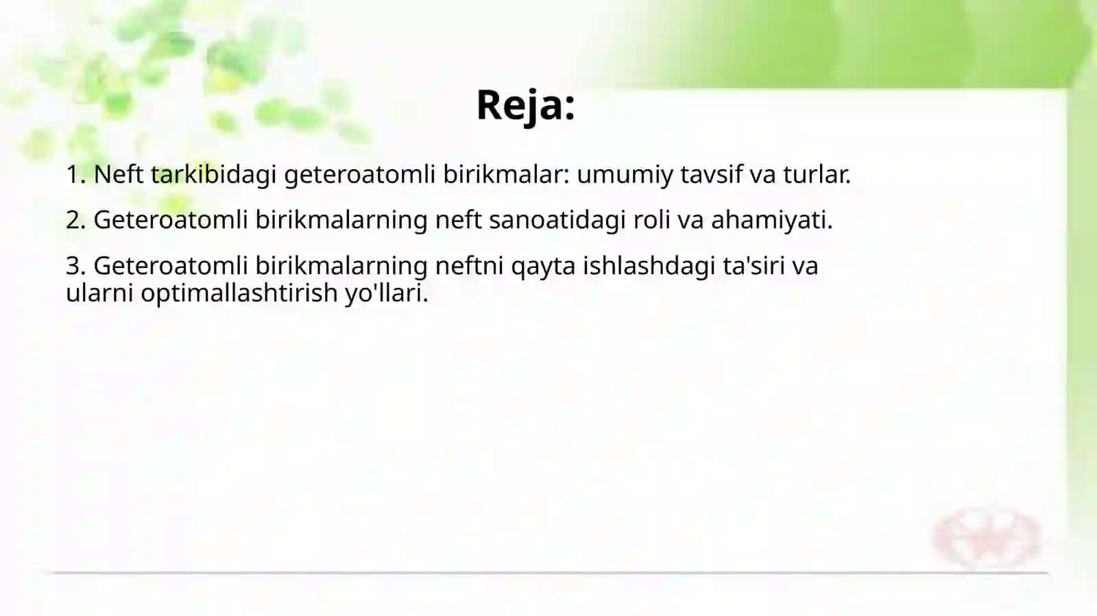Nefttarkibidagigeteroatomlibirikmalar 2