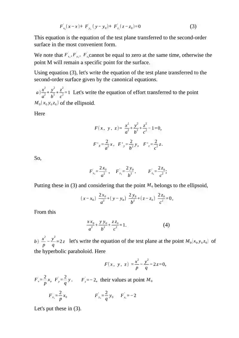 EQUATION OF THE RESULT OF SECOND-ORDER SURFACES 2