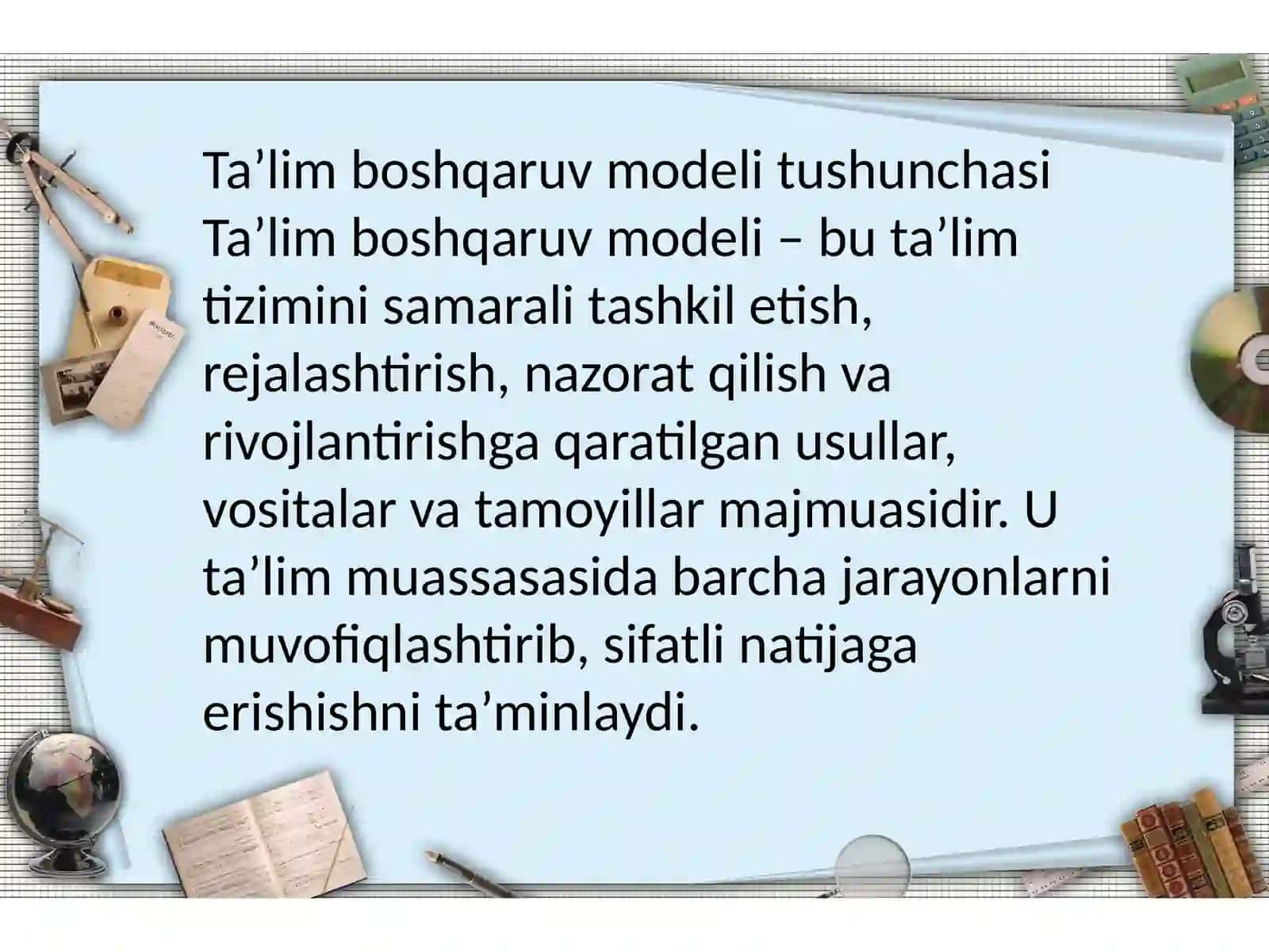 Ta’lim boshqaruv modeli 2