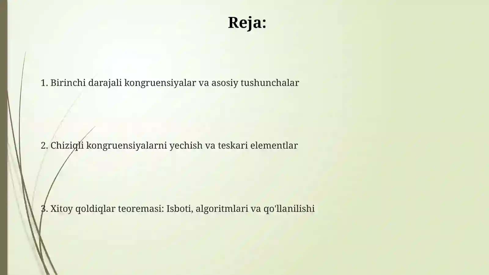 Xitoy qoldiqlar teoremasi 2