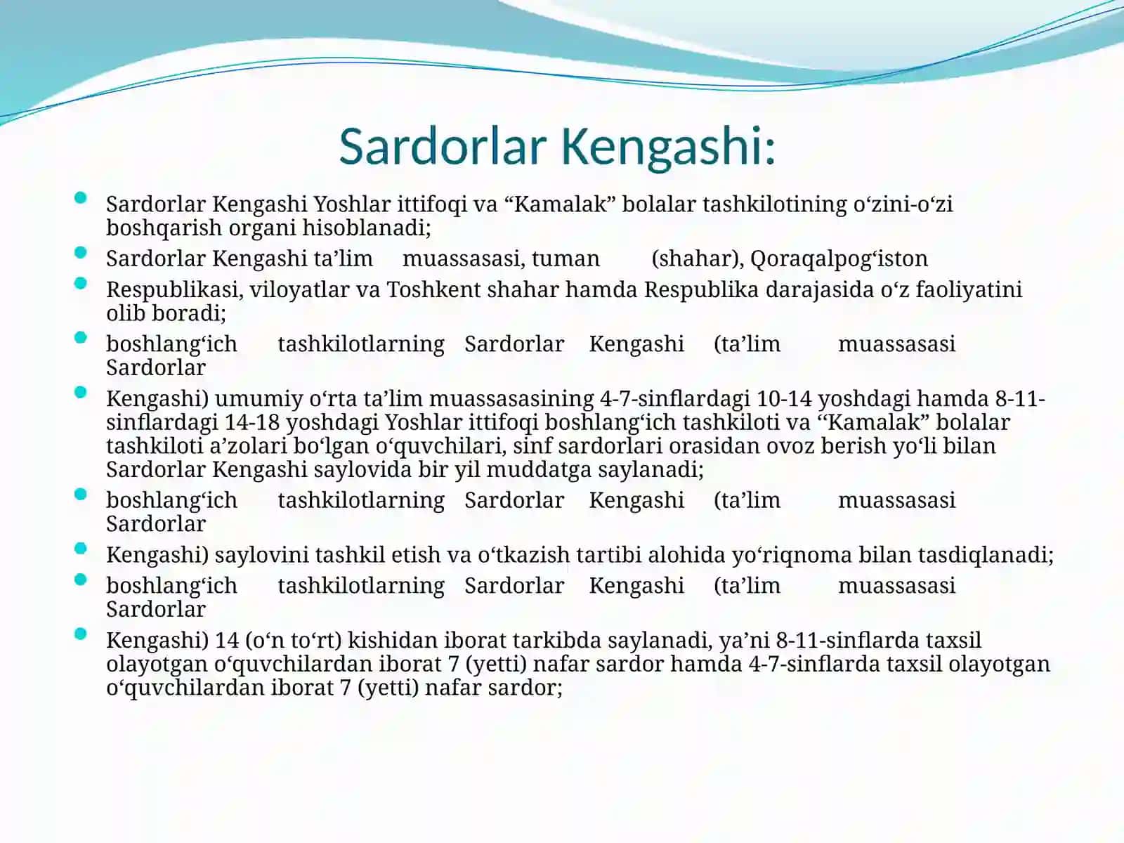 Umumiy o‘rta ta’lim muassasalarida Sardorlar Kengashi 2