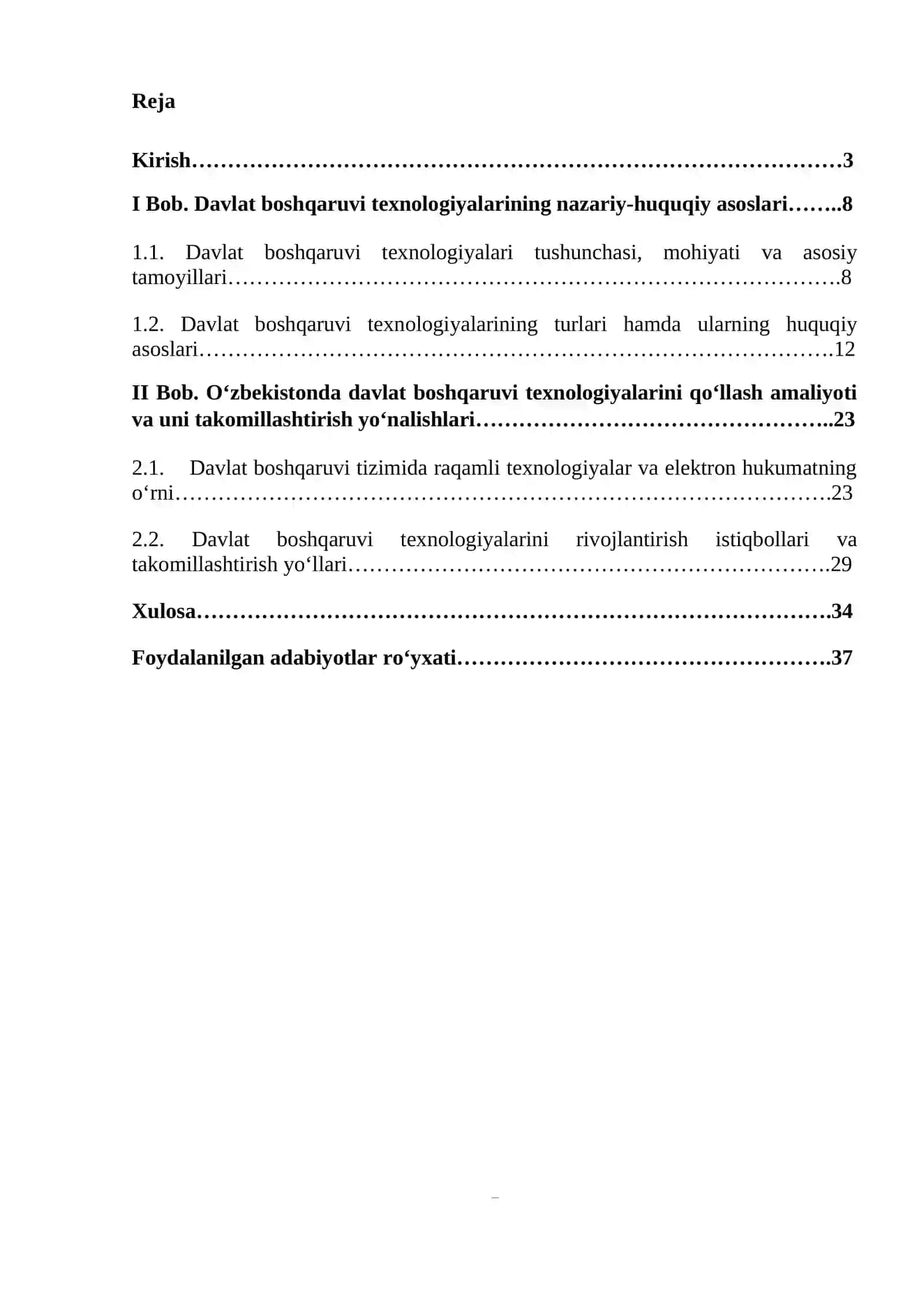 DAVLAT BOSHQARUVI TEXNOLOGIYALARI 2