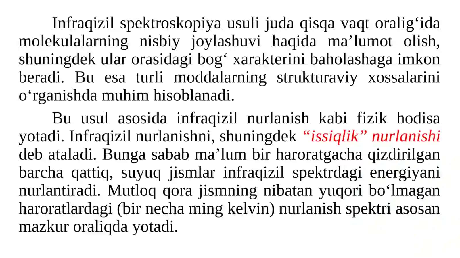 Infraqizil(IQ)spektroskopik tahlil usullari 2