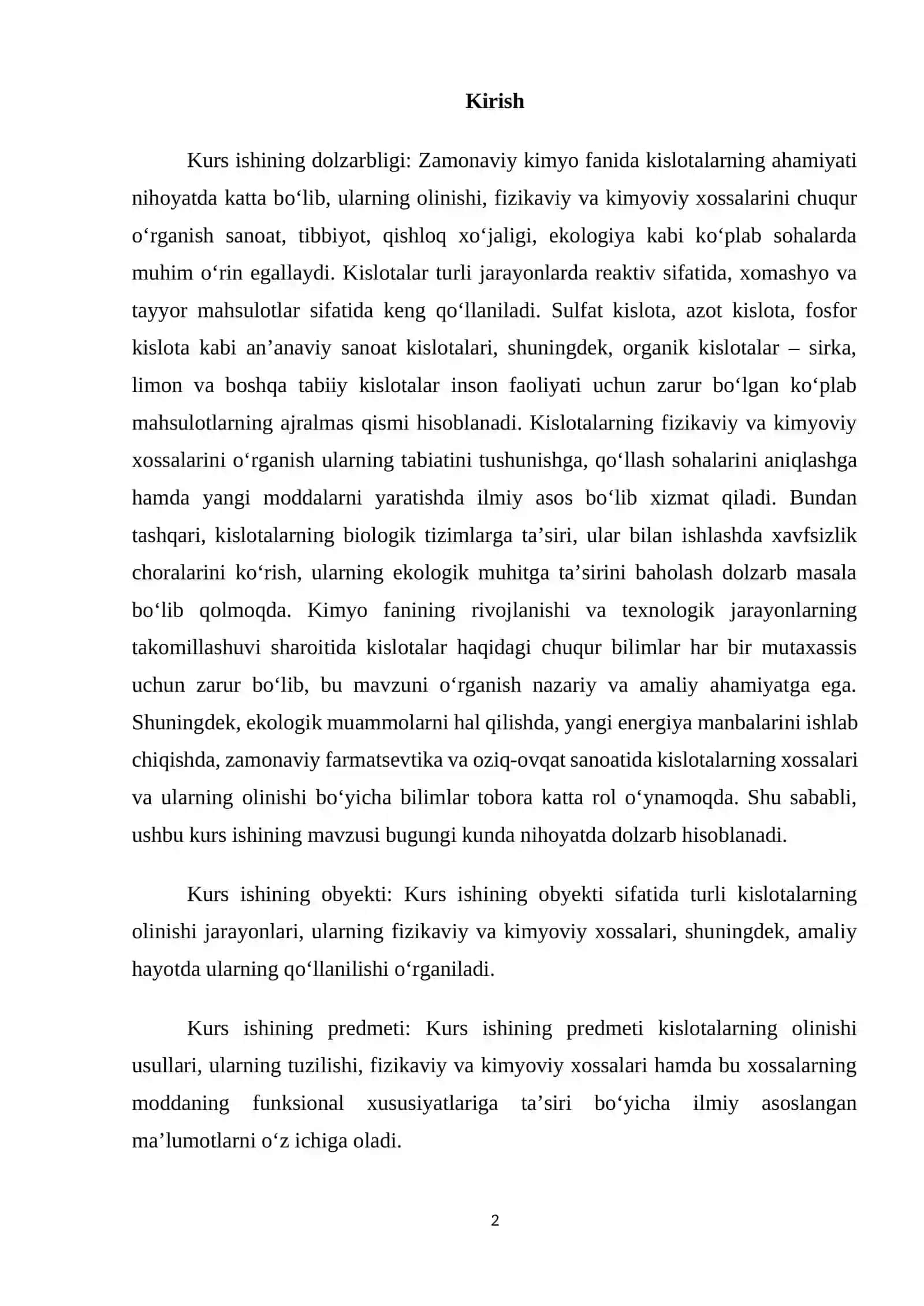 Kislotalar olinishi. Fizikaviy va kimyoviy xossalari 2