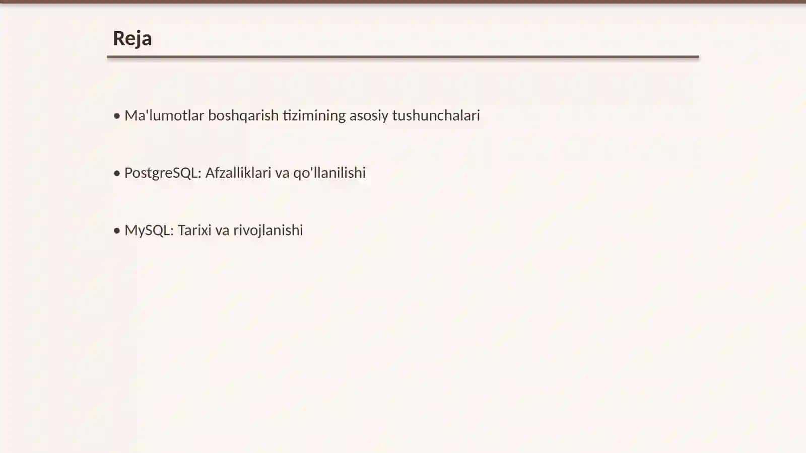 Ma'lumotlar boshqarish tizimlari 2