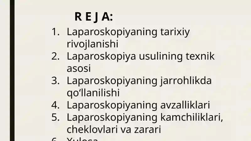 Laparoskopiyaning jarrohlikda qoʻllanilishi 2