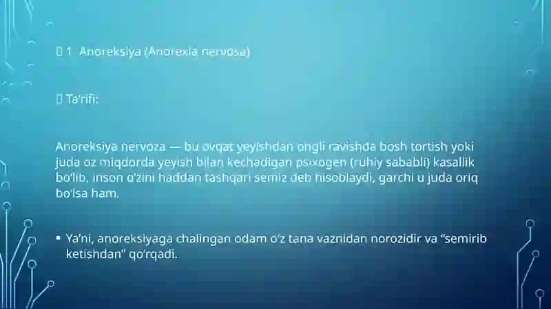 ANOREKSIYA. BULIMIYA 2