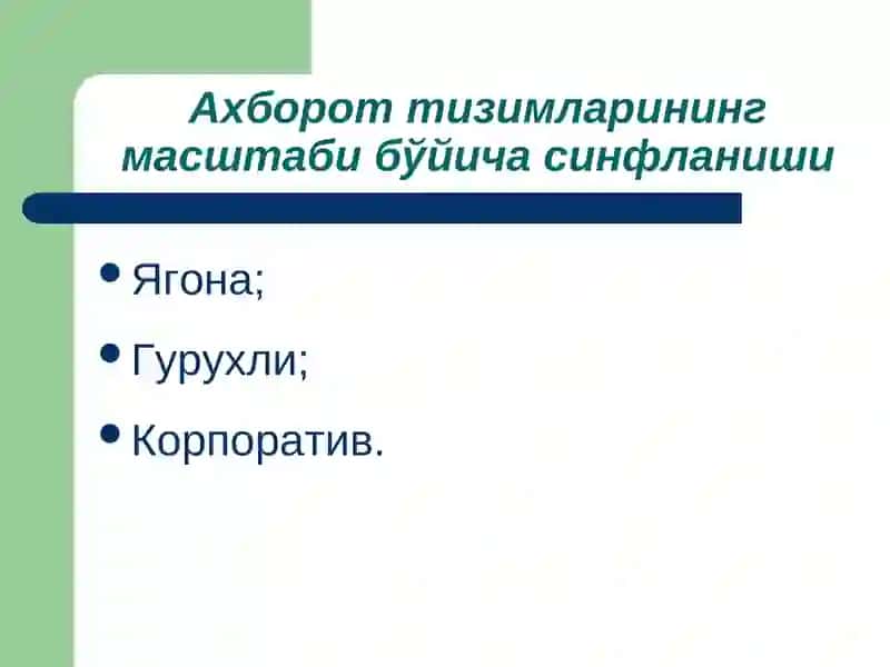 Ягона ахборот тизимлари 2