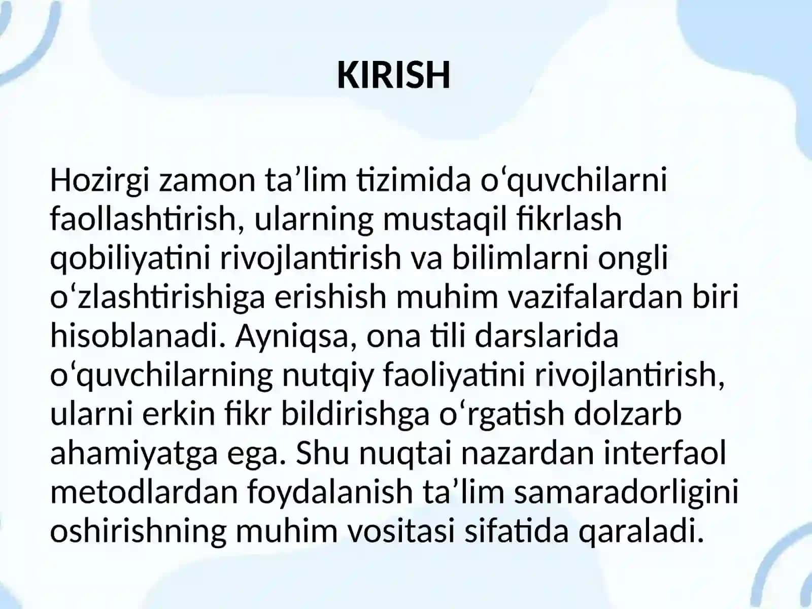 ONA TILI DARSLARIDA INTERFAOL METODLARDAN FOYDALANISH 2