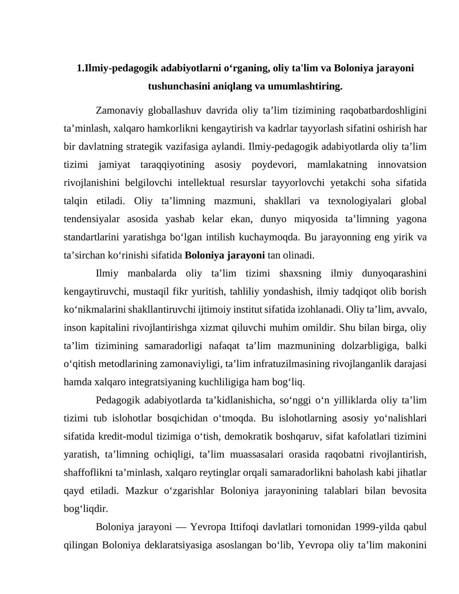 Oliy ta’lim va Bolon jarayonlari 2