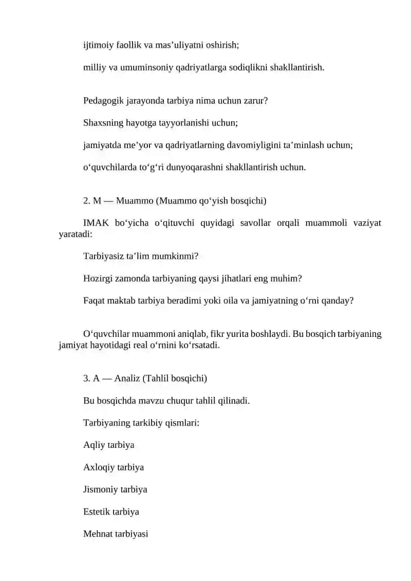 Pedagogik jarayonda tarbiyaning mohiyati 2