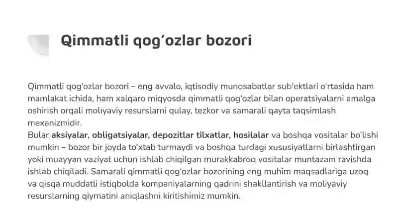 Qimmatli Qog’ozlar Bozori 2