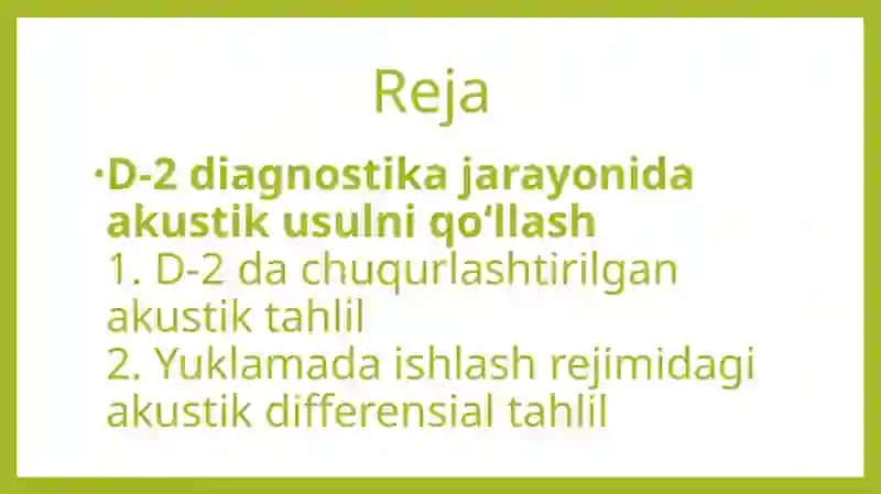 diagnostika D-1:D-2 va TXK ko'rsatish. 2