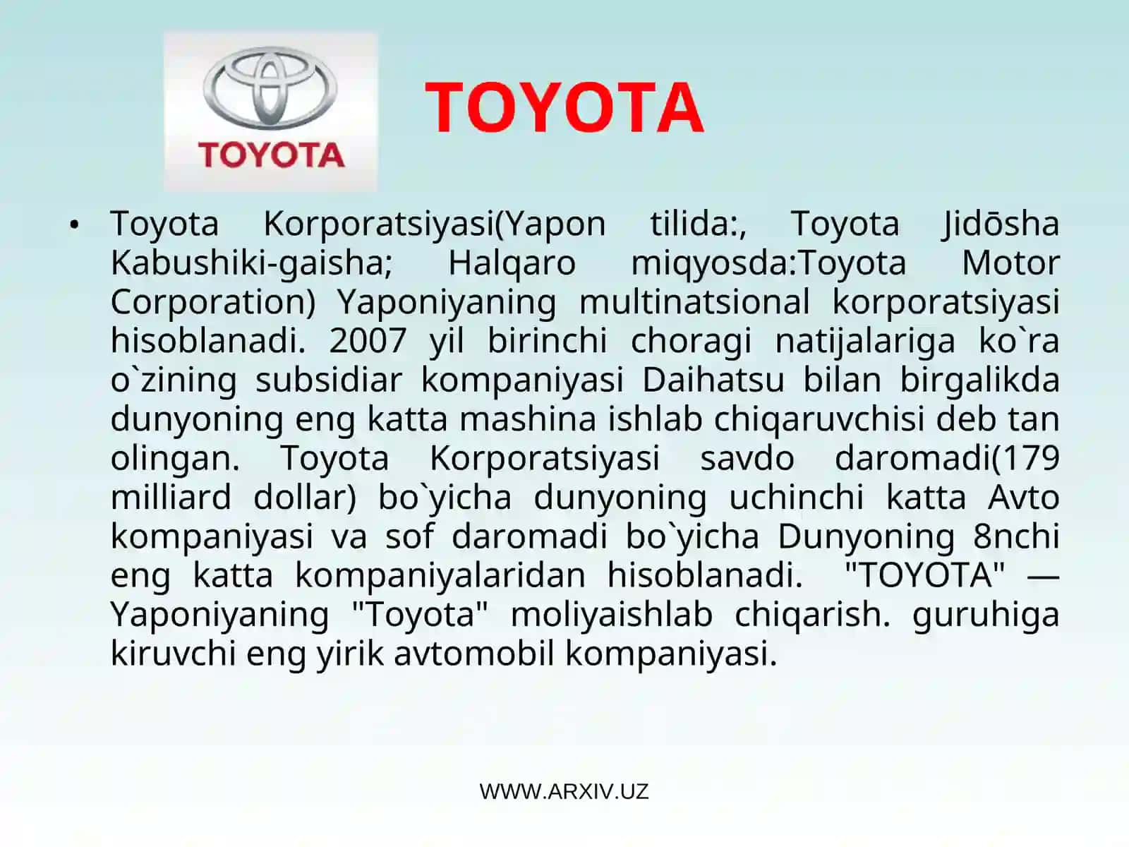 Toyota Korporatsiyasi 2