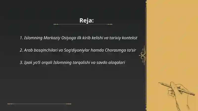 Islomning Markaziy Osiyoga ilk kirib kelishi 2