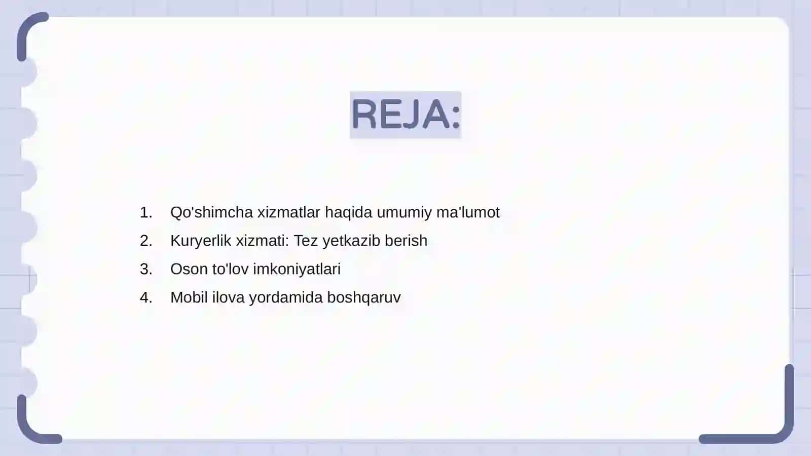 Qo'shimcha xizmatlar 2