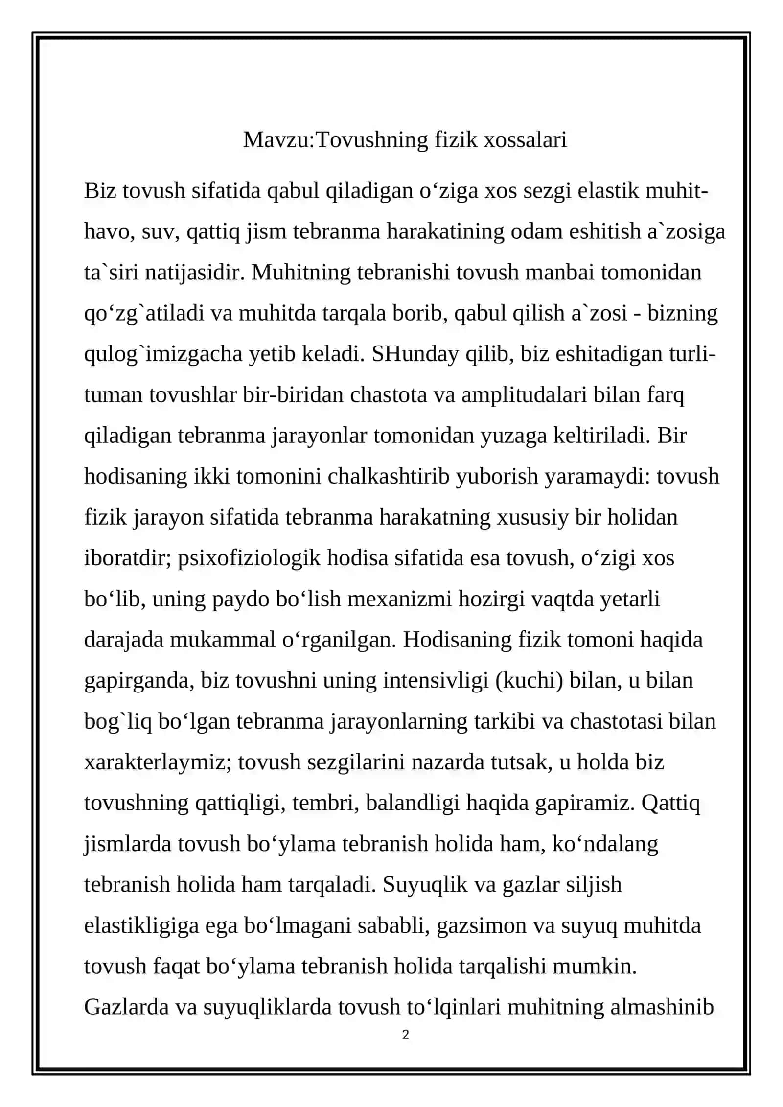 Tovushning fizik xossalari 2