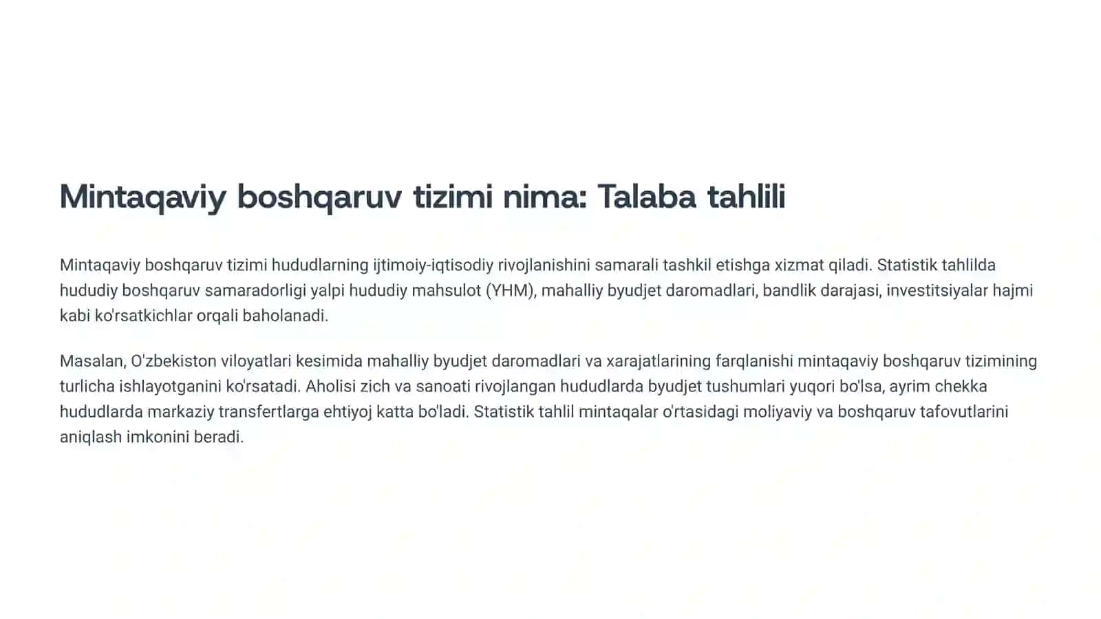 Mintaqaviy boshqaruv tizimi 2