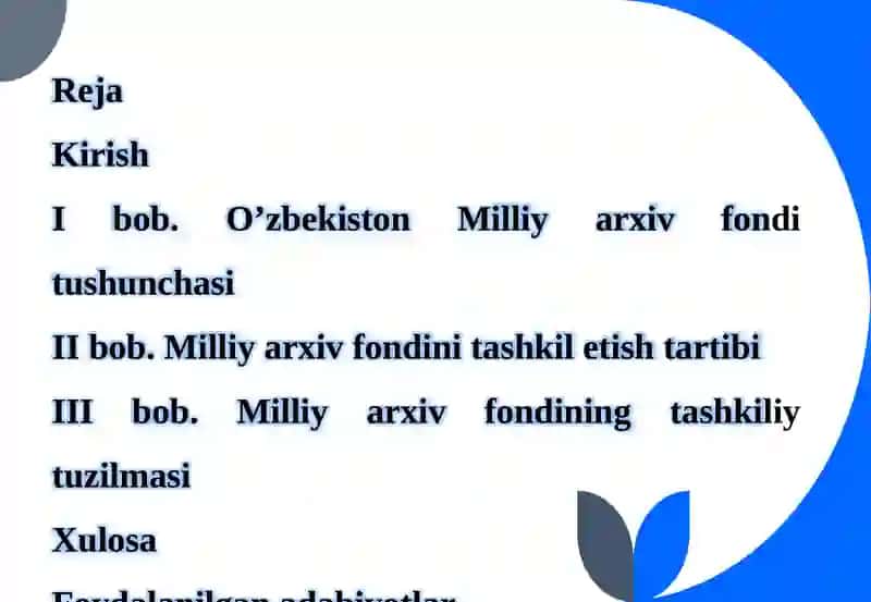 O’zbekiston Milliyarxiv fondi tushunchasi 2