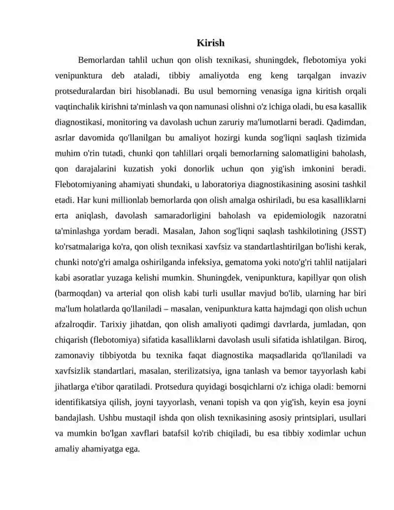 Bemorlardan tahlil uchun qon olish texnikasi 2