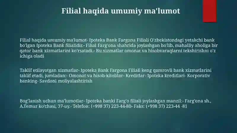 Ipoteka Bank Fargona Filiali 2